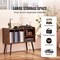 Wooden Record Player Table with Storage, Fits 220 Vinyl Records, Brown